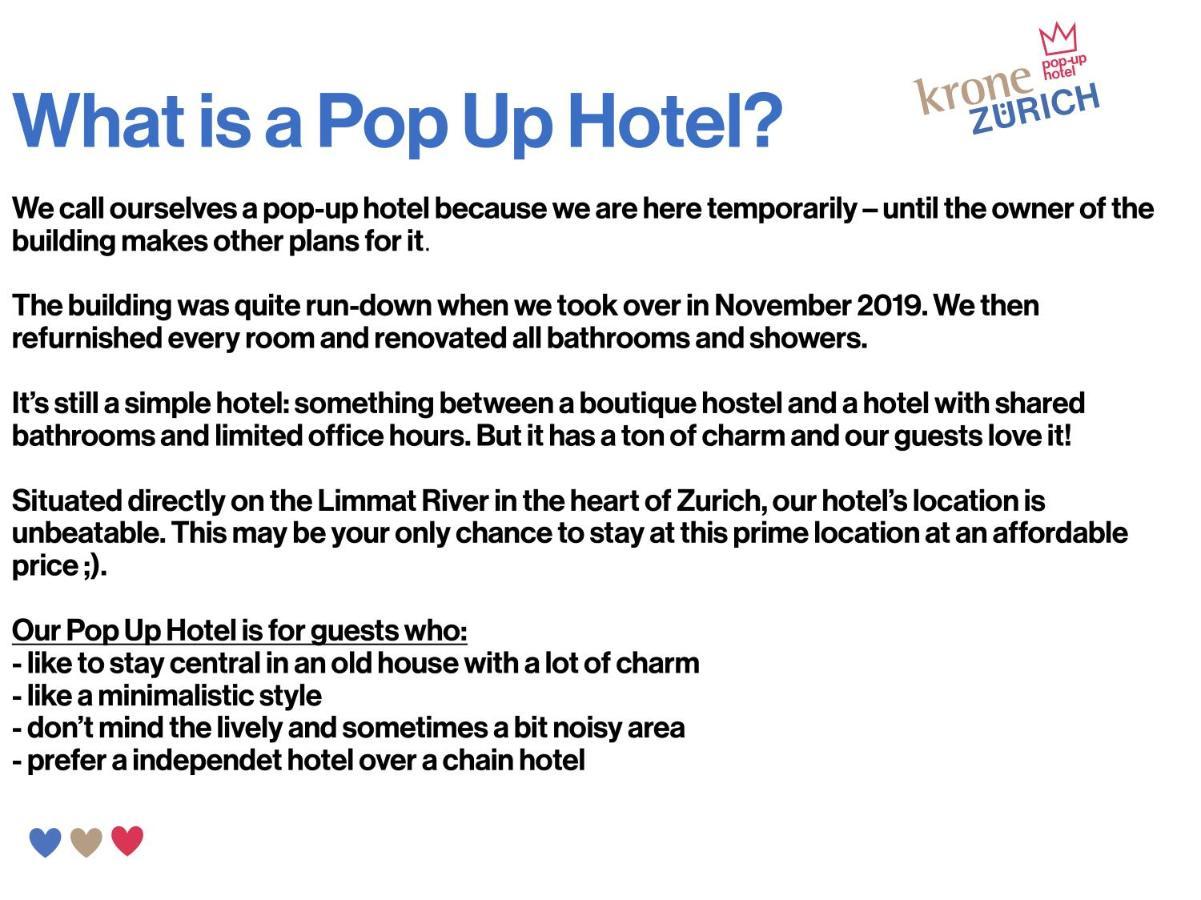 Pop Up Hotel Krone Zuerich ภายนอก รูปภาพ